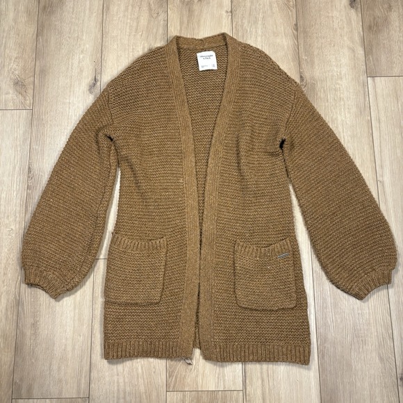 Abercrombie & Fitch Sweaters - Abercrombie & Fitch Brown Chunky Knit Open Front Long Cardigan Sweater XS